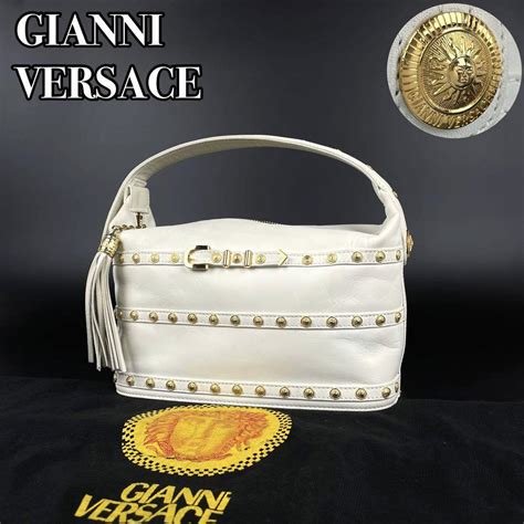 【目立った傷や汚れなし】美品 Gianni Versace ジャンニ ヴェルサーチ サンバースト ハンドバッグ バニティバッグ スタッズ