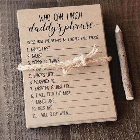 Finish Daddy S Phrase Baby Shower Game 30 Printable Baby Shower Games