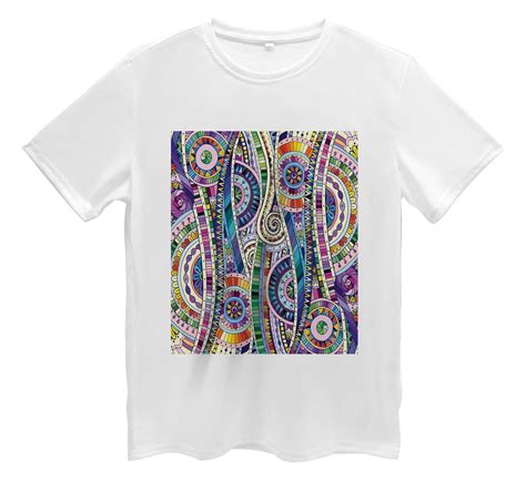 Lunarable Floral T Shirt Geometric Mosaic Doodle Art Short Sleeve Tee