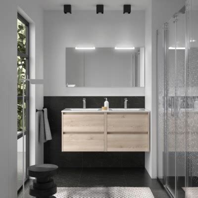 Conjunto Mueble De Ba O Noja Cajones Natural Lavabo Espejo