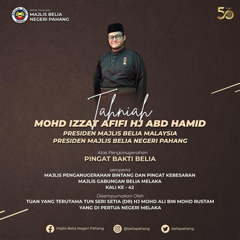 Tahniah Saudara Mohd Izzat Afifi Hj Abd Hamid Majlis Belia Negeri Pahang