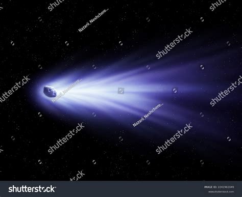 Comet Tail Against Background Stars Glowing Stock Photo 2241961049 | Shutterstock