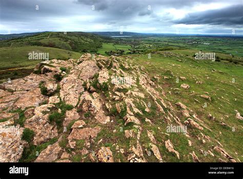 Summer view over Crook Peak, Somerset Levels, Mendip Hills, Somerset ...