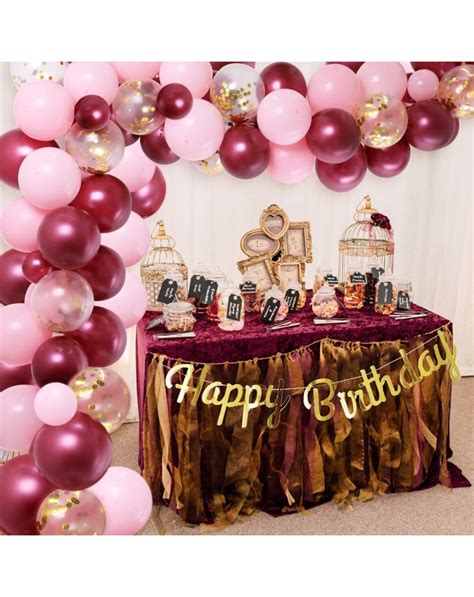 Burgundy Pink Balloon Garland Kit Birthday Party Decorations Gold Happy