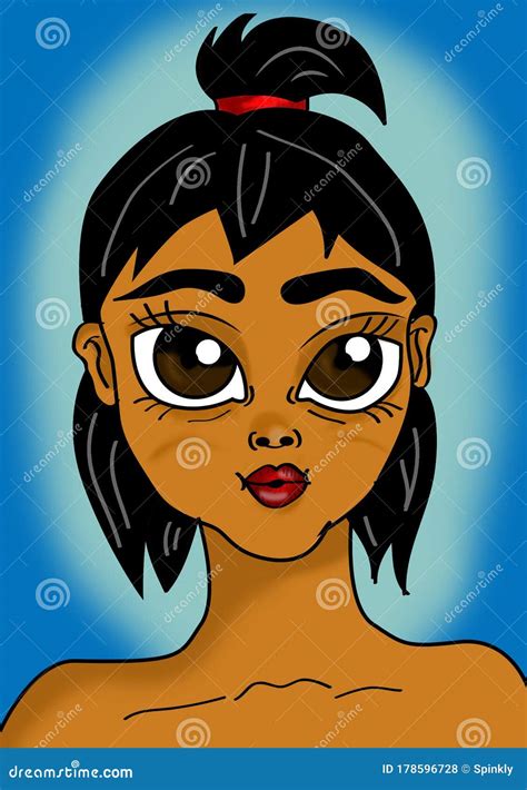 Brown Girl Cartoon Illustration Digital Art Stock Illustration