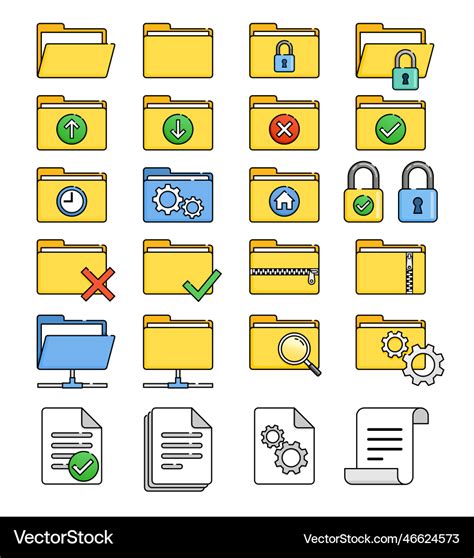 Ordner Icon Set Lizenzfreies Vektorbild Vectorstock