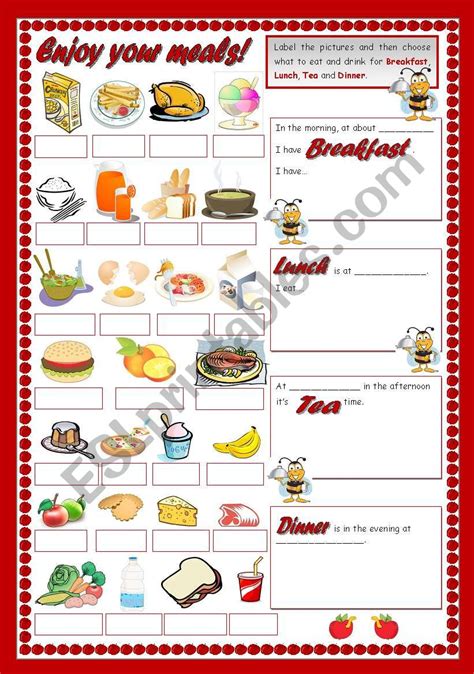 ENJOY YOUR MEAL ESL Worksheet By Mariaolimpia