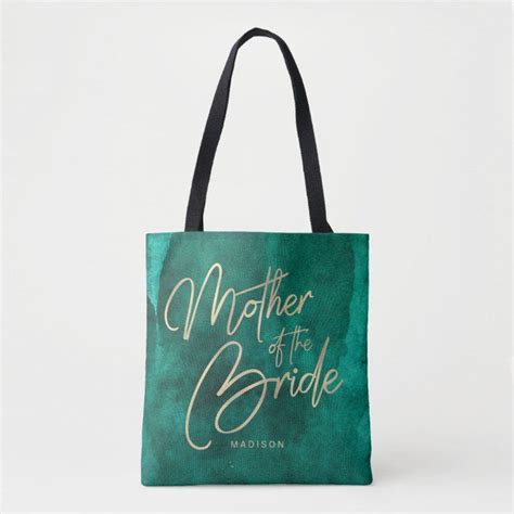 Emerald Green Watercolor Gold Mother Of The Bride Tote Bag Zazzle