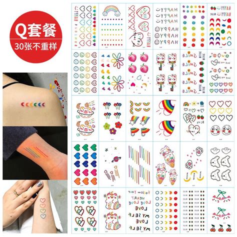 Jual 30 Lembar Tato Temporer Sticker Motif Bunga Tulisan Karakter Tahan