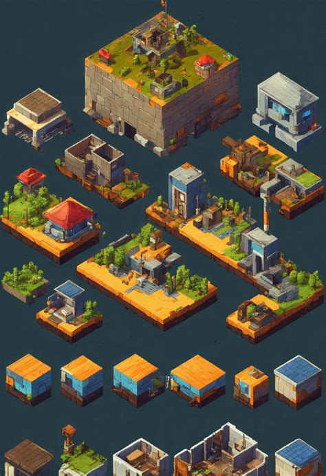 Lexica Simple Clean Blocky D Isometric Pixel Sprites Of An Post