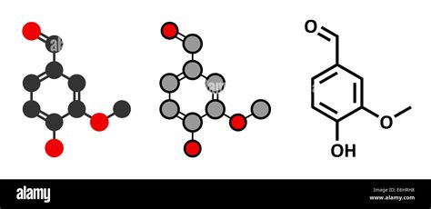 Vanillin Vanilla Extract Molecule Stylized 2D Renderings And