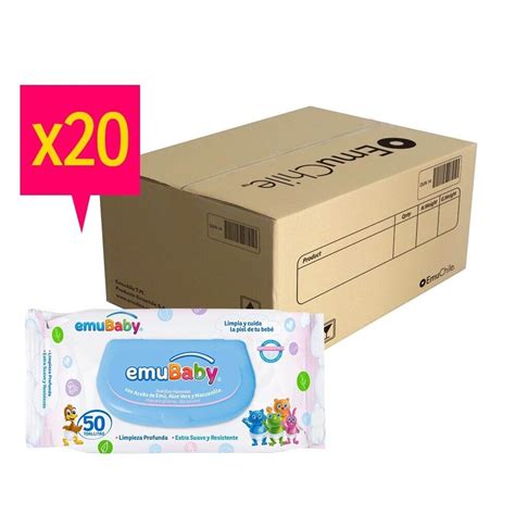 Caja Emubaby Water Toallitas húmedas Premium 20 bolsas de 80 hojas