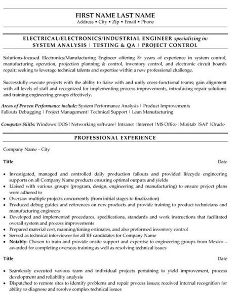 Industrial Engineer Resume Sample & Template