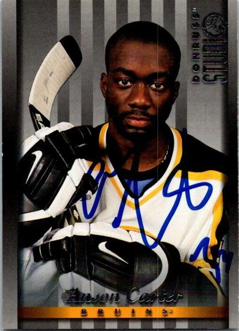 Anson Carter Autographed Hockey Card Boston Bruins FT 1997 Donruss