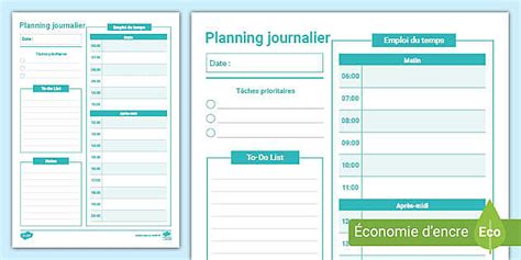 Planning journalier à imprimer l enseignant a fait