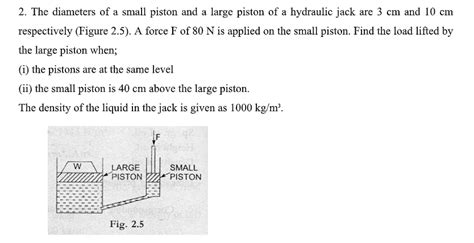 Solved The Diameters Of A Small Piston And A Large Piston Chegg