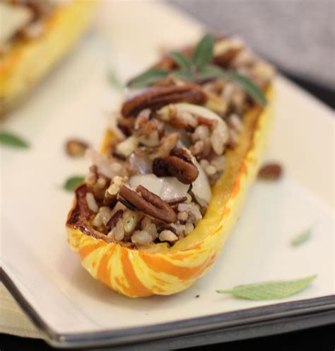 Roasted Delicata Squash With Wild Rice Stuffing Tasty Easy Healthy Green