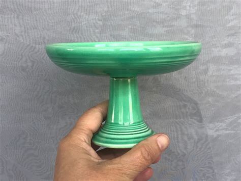 Vintage Fiesta Ware Compote Pedestal Bowl Green Vintage Etsy