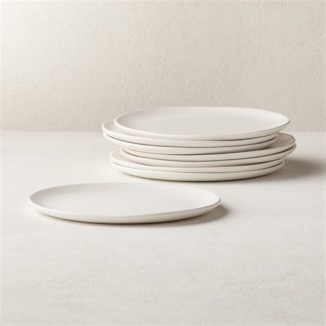 Crisp Modern Matte White Salad Plats Set of 8 + Reviews | CB2