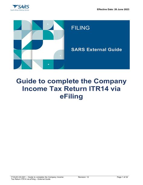 It Elec 03 G01 Guide To Complete The Company Income Tax Return Itr14 Efiling External Guide