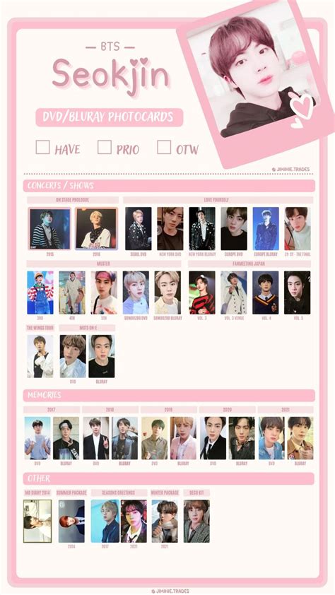 Seokjin Dvd Bluray Photocard Template Bts Wishlist