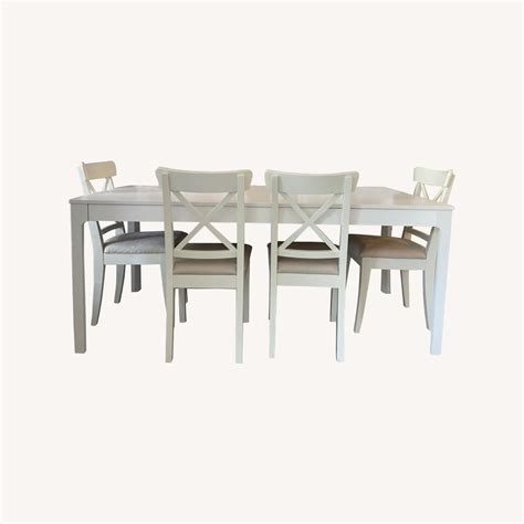 IKEA White Dining Table and Chairs Set - AptDeco