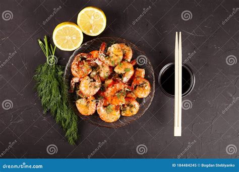 Fried King Prawns In A Plate Stock Image Image Of Prawns Fried