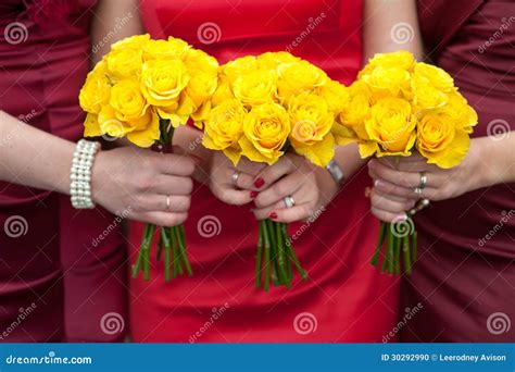 Yellow Rose Wedding Bouquets Stock Photo - Image of roses, bouquets ...