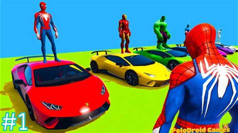 Superhero Cars Challenge On Stunt Ramps With Spiderman Ironman And