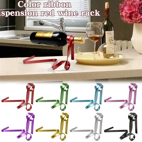 Cheap Creative Color Ribbon Suspension Wine Rack Gravity Balance Wine