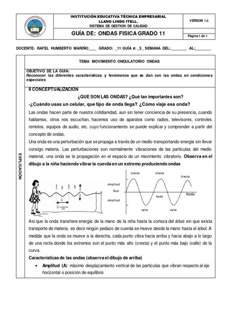 Guia1 Fisica Ondas Grado 11 Segundo Periodo Rafel MariÑo Docx1