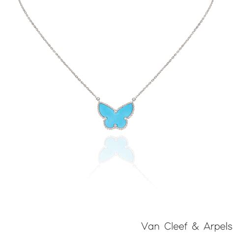 Van Cleef Arpels White Gold Turquoise Lucky Alhambra Butterfly