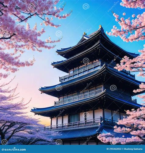 Anime style Sakura blossom stock illustration. Illustration of landmark ...