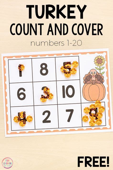 Thanksgiving Turkey Count And Cover Mats Thanksgiving Math