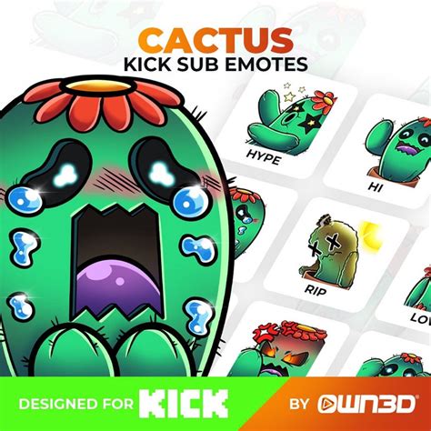 Cactus Animated Sub Emotes 8 Pack Twitch Kick Youtube Etsy