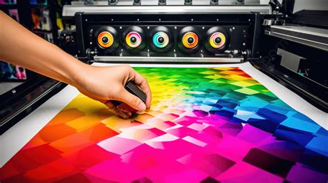 Person Printing Multicolored Colors Using An Ink Jet Printer Background ...