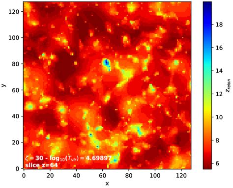 2D Slice At Depth Z 64 Of The Reionisation Redshift Field Extracted