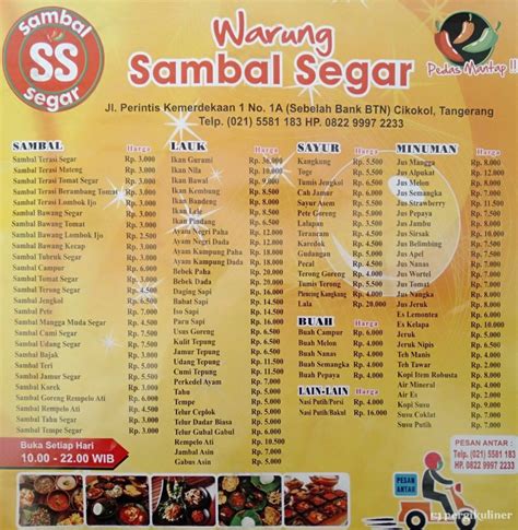 Selalu Diperbarui Menu Warung SS Sambal Segar Kota Tangerang Tangerang