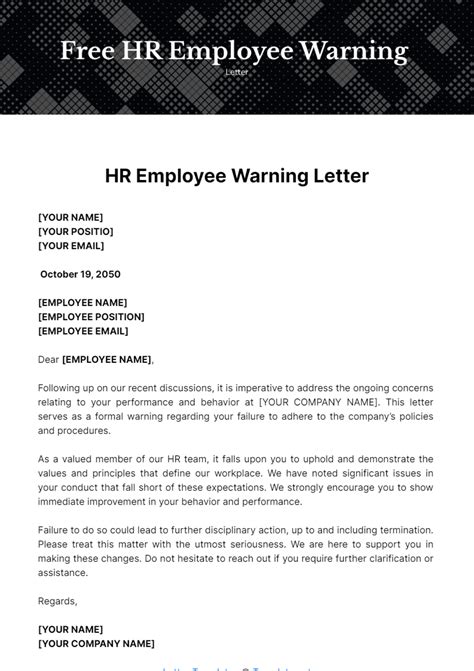 Free Hr Employee Warning Letter Template Edit Online And Download