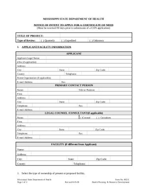 802E Notice Of Intent To Apply For A Certificate Of Msdh Ms Doc