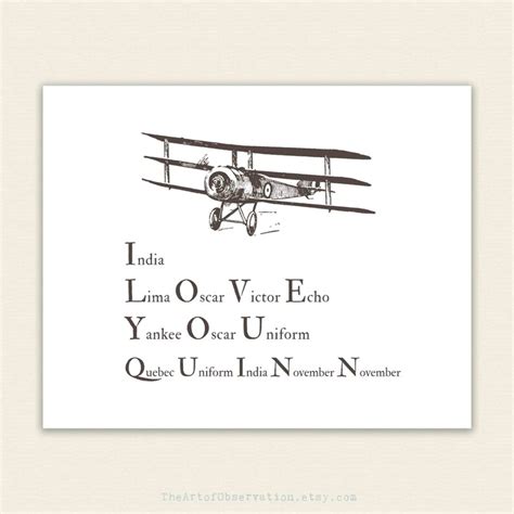 Pilot Phonetic Alphabet Wall Art Print Aviation Personalized Etsy