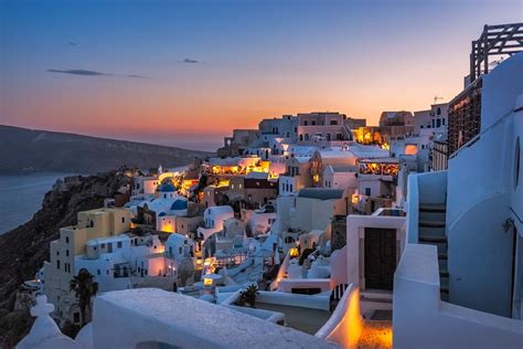 HD wallpaper: Santorini, Greece, sea, mountains, home, the evening ...