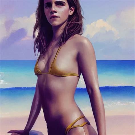 Detailed Painting Of Emma Watson Wearing A Bikini Stable Diffusion