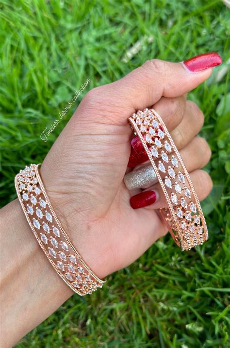 American Diamond Kangan Bangles In Rose Golden Timeless Desires