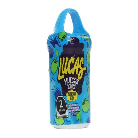 Paleta De Caramelo Lucas Muecas Sabor Manzana Verde Con Polvo Acidito