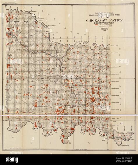 Map of Chickasaw Nation, Indian territory Stock Photo - Alamy