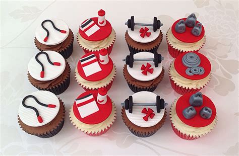 Red White Gym Themed Cupcakes Gym Cake Cupcake Cakes Fitness Cake