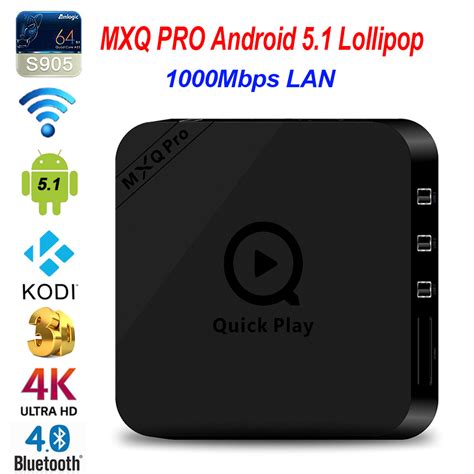 MXQ Pro Quick Play Amlogic S905 TV BOX 1G 8G WIFI 1000M Bluetooth 4 0