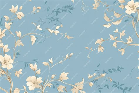 Premium Photo | Blue background wallpaper with floral pattern