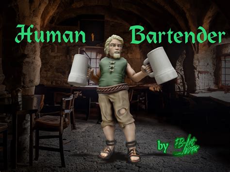 Dnd Miniature Human Bartender 28mm Scale By Fb Artwork Makerworld